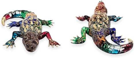 WitnyStore Tiny 5 Inch Rainbow Gold Dotted Crocodile Figurine