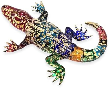 WitnyStore Tiny 5 Inch Rainbow Gold Dotted Crocodile Figurine