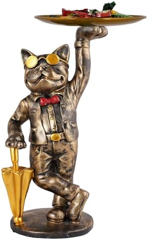 Cute Dog Sculpture with Plate for Home Decor