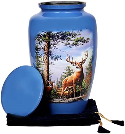 HLC Cremation Urn for Adult Ashes - Deer Design with Velvet Bag