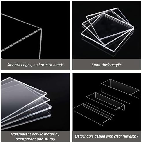 Clear Riser Display Shelf Set 3pcs Acrylic