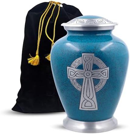 Celtic Cross Engraved Aluminium Cremation Urn - Large