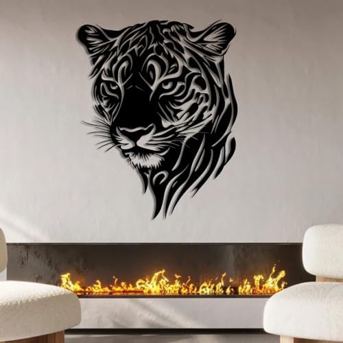ENJOYOO Black Leopard Head Metal Wall Art 24x19in