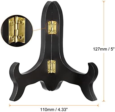 Uxcell 5 Inch Easel Plate Holder Wooden Folding Display Stand Black
