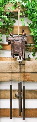 Ebros Gift Rustic Horse Saddle Wind Chime Decor