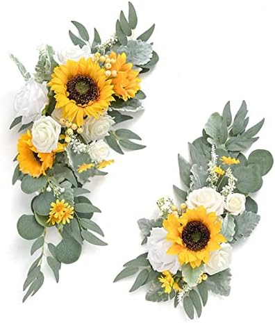 2Pcs Artificial Yellow Sunflower Wedding Arch Flowers Kit