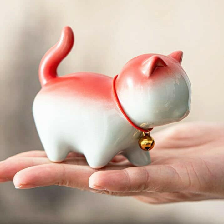 EatingBiting Ceramic Tea Pet Cute Lucky Cat Home Decor