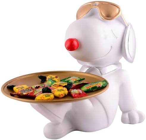 White Resin Dog Statue Home Decor 8 Inches