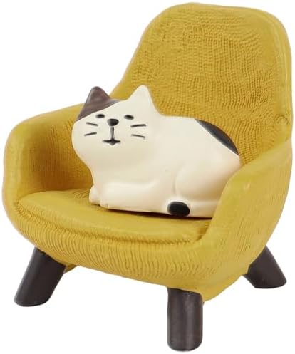 YouNuo Mini Cat Figurines with Yellow Sofa - Resin Decor