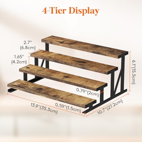 Lifewit 4 Tier Wooden Display Riser with Metal Stand