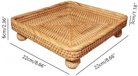 i-lan 9 Inch Square Rattan Riser Stand for Display