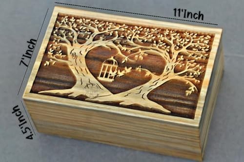 Life of Tree Handmade Wooden Urn for Human Ashes