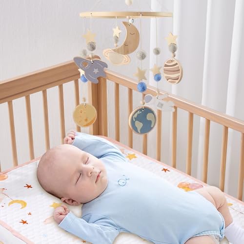 Cute Space Decor Crib Mobile with 360 Rotation
