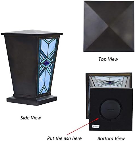 Bieye Blue Stained Glass Cremation Urn 7x11 Inch