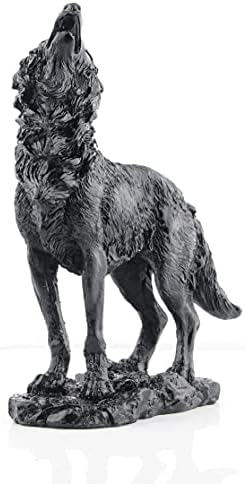 Black Howling Wolf Statue for Home Decor