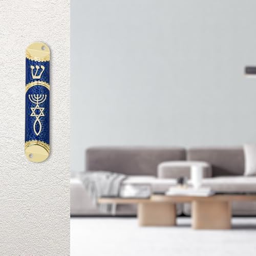 MrMrKura Blue Mezuzah with Scroll for Door Frame