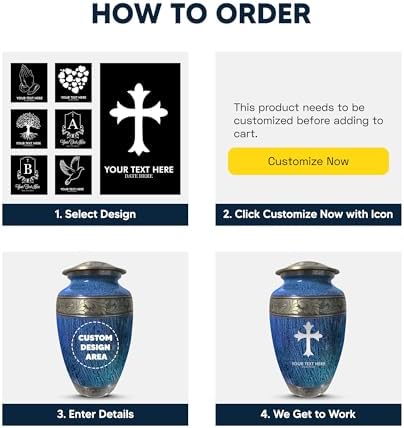 Personalized Large Adult Cremation Urn with Funny Engraved Design 200 Cubic Inches Blue
