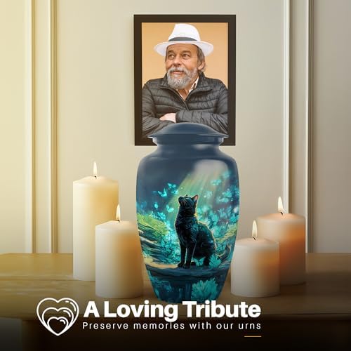 Yatskia Blue Butterfly Cat Cremation Urn for Adult Ashes