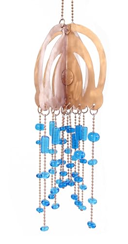 Handmade Copper Jellyfish Mobile with Blue Glass Beads