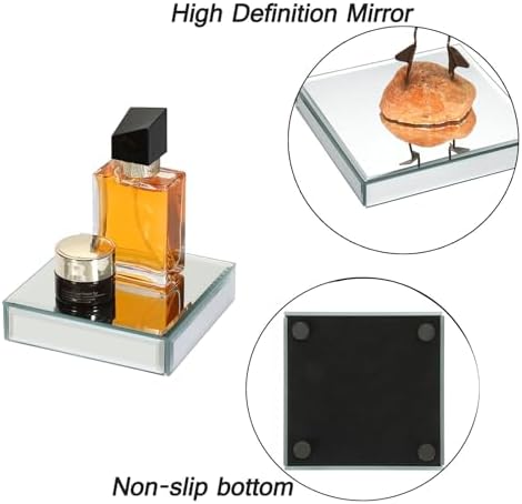 Hipiwe 2Pcs Square Mirrored Display Risers Stand