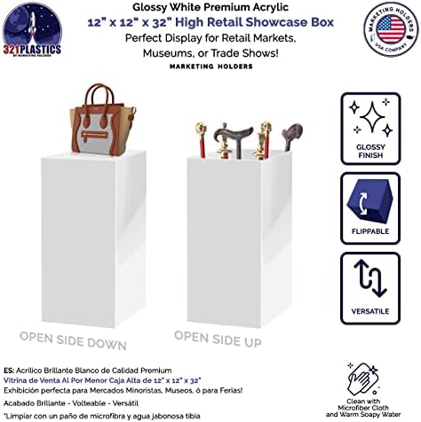 White Platform Display Box 12x12x32 No Lid Cube Stand