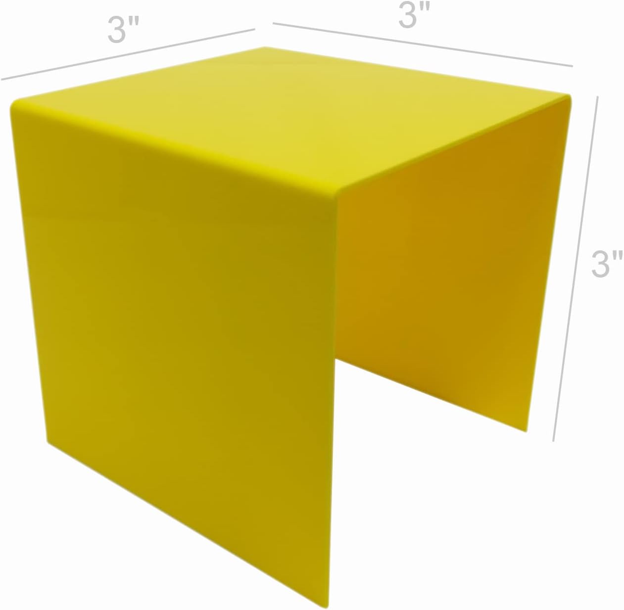 FixtureDisplays One Riser Combo 3 Inch Cube 3 Sided Yellow Acrylic Display