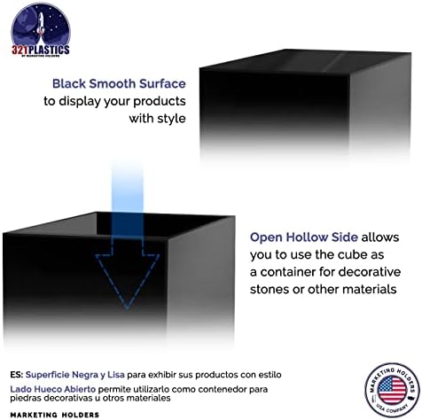 2 Pack 12 Inch Black Acrylic Display Box with Open Side