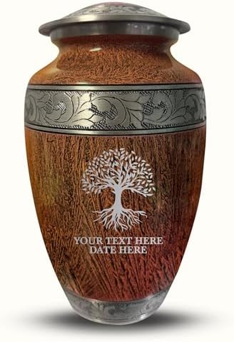Personalized Large Adult Cremation Urn - Custom Engraved Memorial with Distressed Silver Inlay