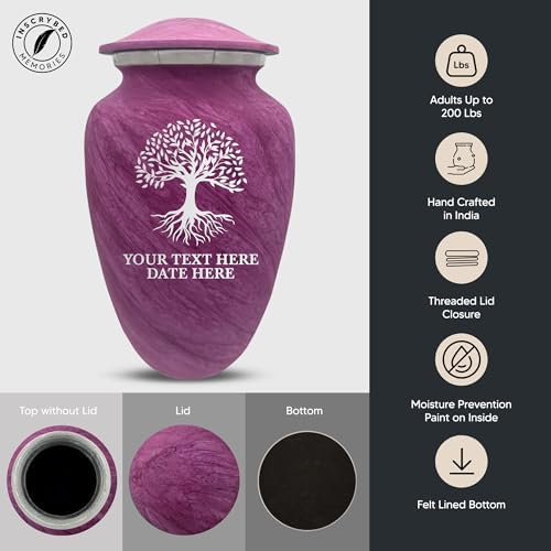 Custom Large Cremation Urn for Ashes - Personalized Tree of Life Design