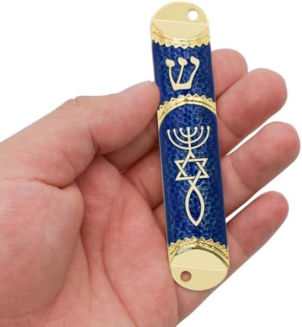 MrMrKura Blue Mezuzah with Scroll for Door Frame