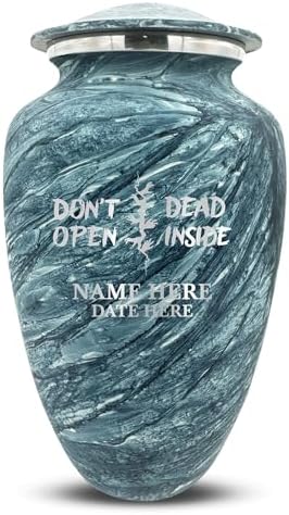 Custom Large Cremation Urn with Name and Design Blue