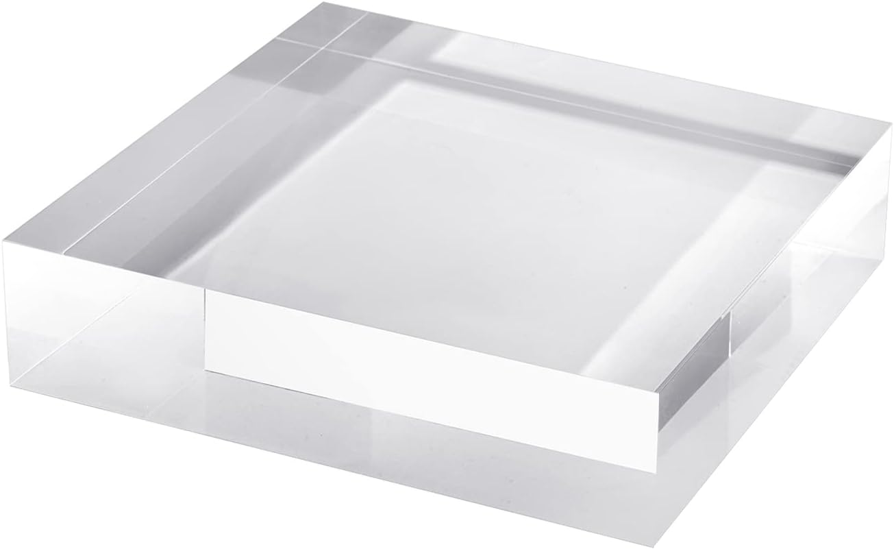 CiaoHER 2in Acrylic Cube Display Stand 9x9 Clear Solid Base