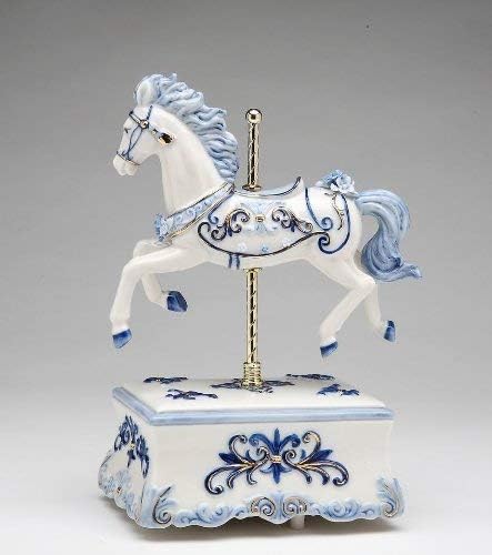 Cosmos 80111 Fine Porcelain Carousel Horse Musical Figurine Blue