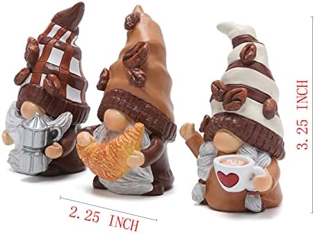 Hodao 3 Piece Coffee Gnome Decor Figurines