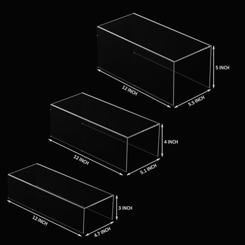 3pcs Square Acrylic Display Risers for Collectibles and Decor