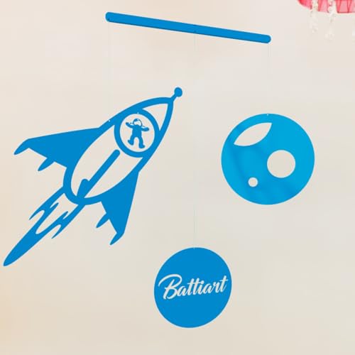 Rocket with Astronaut and Planet Hanging Decor for Kids