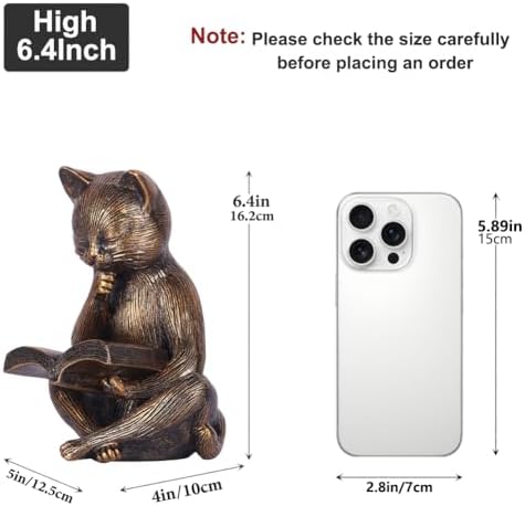 Reading Cat Figurine - 64 Inch Resin Bookshelf Decor