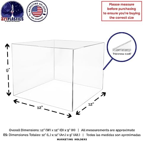12x12x9 Clear Acrylic Riser Display Box No Lid