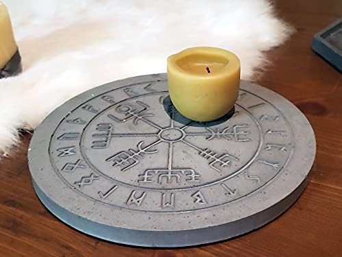 Viking Vegvisir Stone Altar Display Stand Riser Black