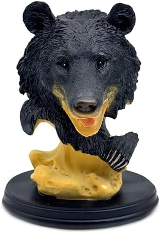 Black Bear Head Statue Resin Figurine Collectible Decor
