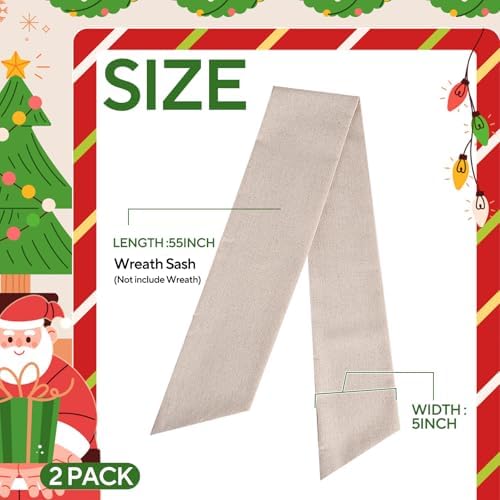 2 Pack Burlap Wreath Sashes for Front Door and Porch