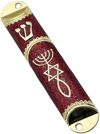 Sleek Door Mezuzah Cover in Red