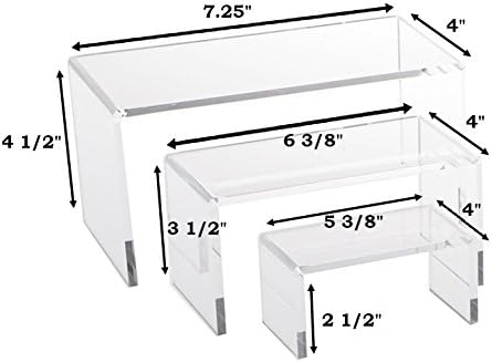 3 Piece Clear Acrylic Jewelry Display Risers Set