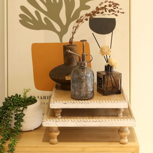 SwallowLiving Rustic Square Wood Tray Riser
