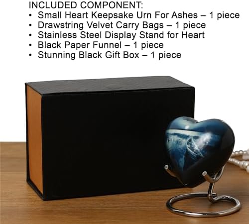 Small Heart Urns for Ashes - Complete Memorial Set