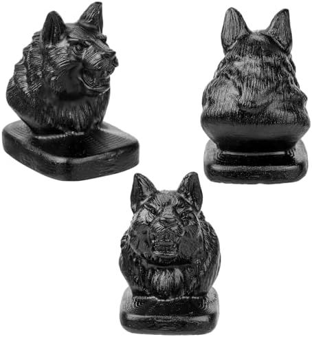 Natural Black Obsidian Wolf Head Figurine Sculpture Art Decor