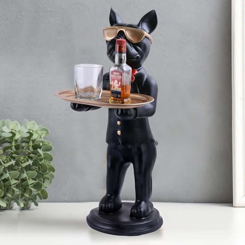 SIVANI Cool Dog Sculpture with Plate for Home Decor