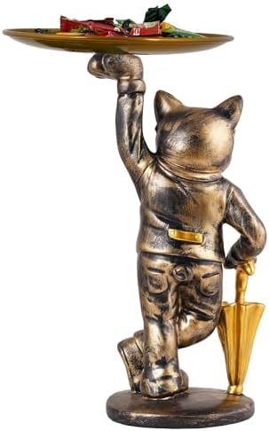 Cute Dog Sculpture with Plate for Home Decor