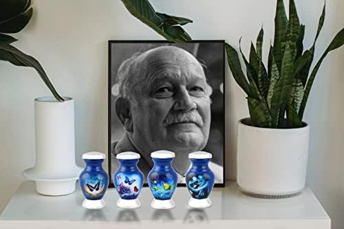 Butterfly Theme Cremation Urns Set of 4 Blue