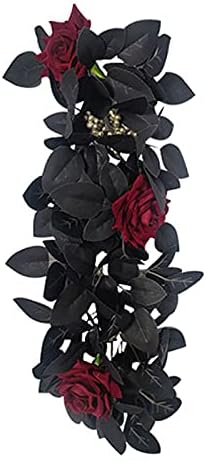 Belupai 24in Black Halloween Floral Swag